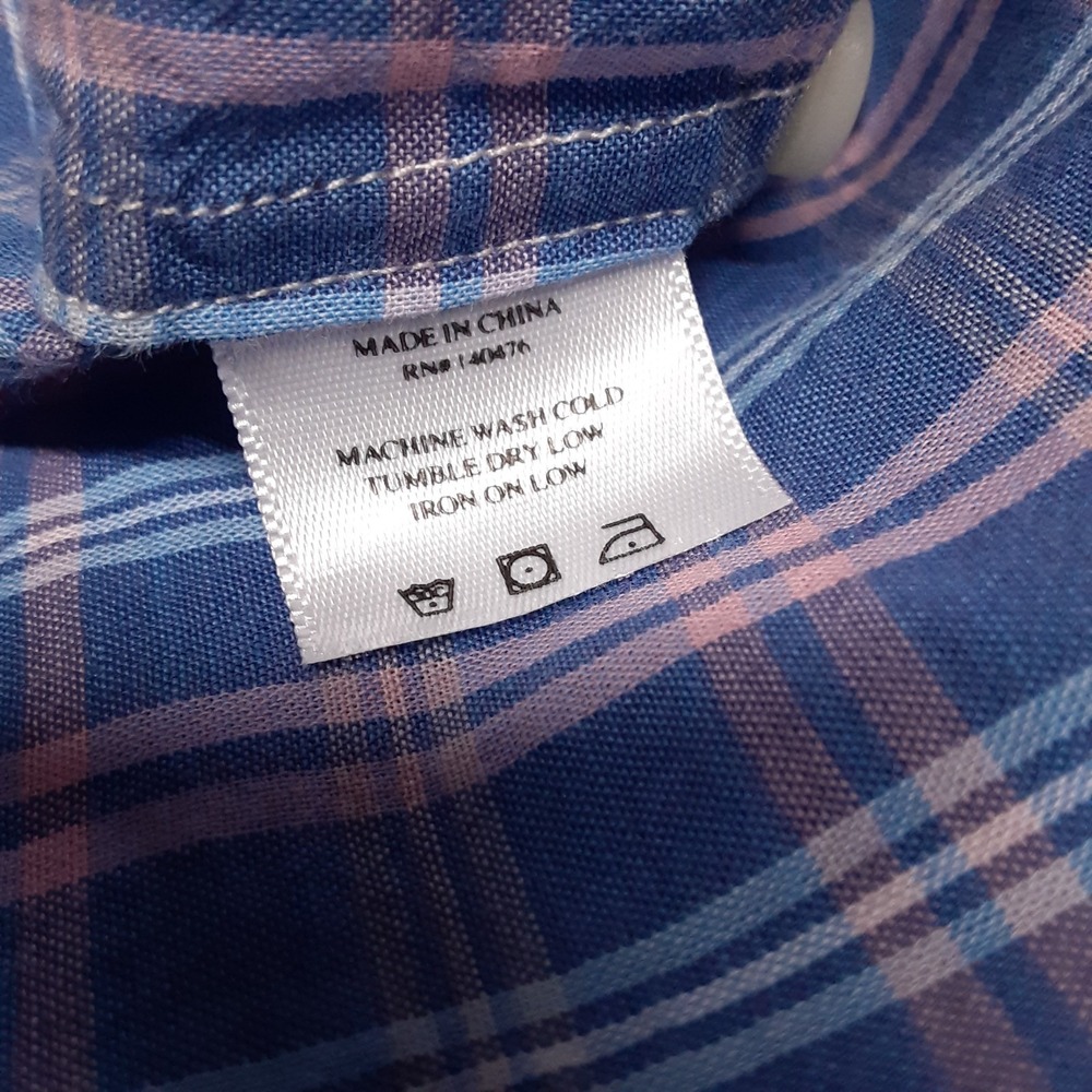 Faherty Mens LS Lightweight Cotton Button Up Shirt XL Blue/Pink Madras Plaid - Picture 4 of 7